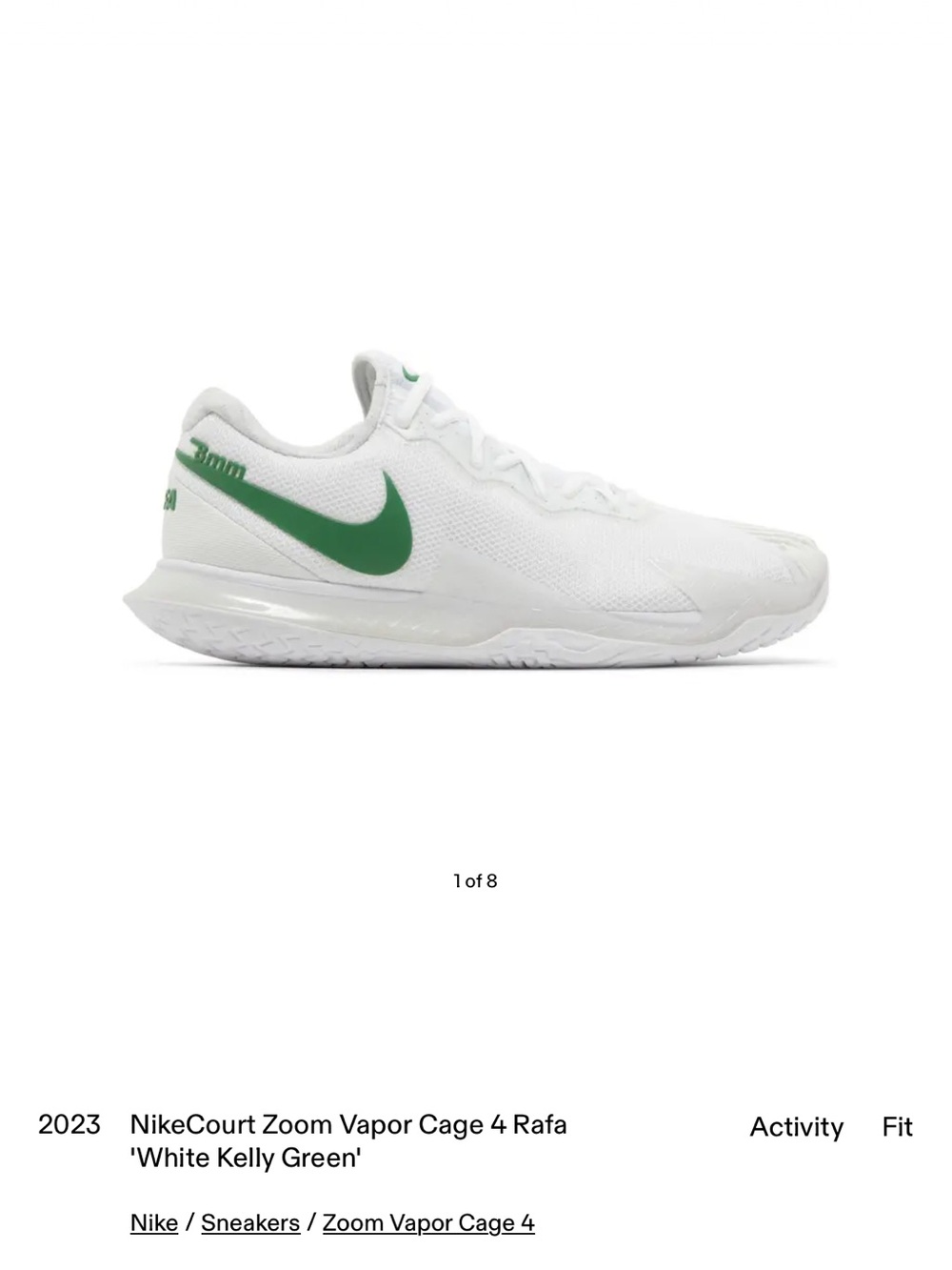 NikeCourt Zoom Vapor Cage 4 Rafa 'White Kelly Green' Size 10 NEW